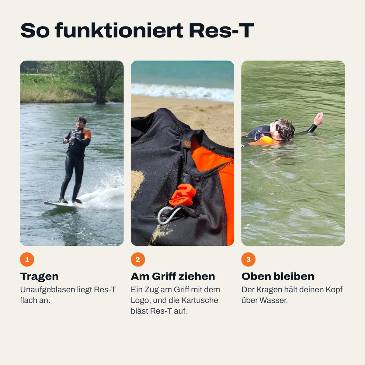 So funktioniert Res-T: tragen, am Griff ziehen, oben bleiben